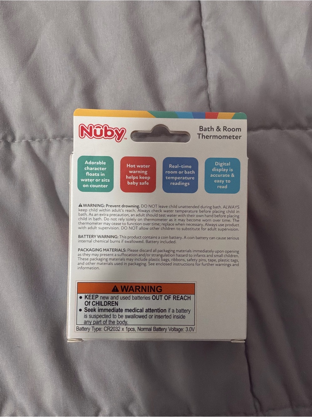Nuby Penguin Bath & Room Thermometer - White & Yellow - Picture 2 of 2